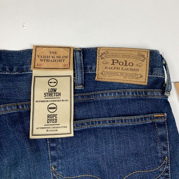 NEW Polo Ralph Lauren The Varick Slim Straight Jeans Mens 40 x 30 Stretch - Picture 7 of 15